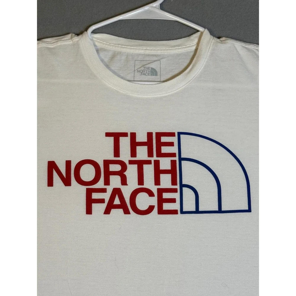 The North Face Mens XXL White Red Blue Graphic Logo Short Sleeve T-Shirt